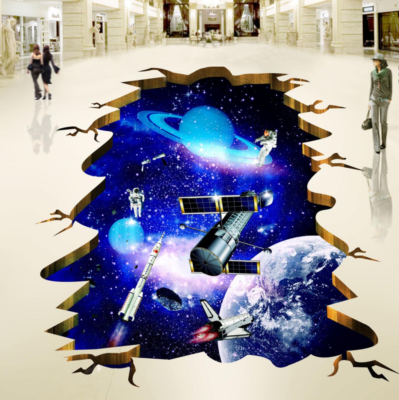 3D Universe Exploration 140 Floor Mural  Self-Adhesive Sticker Bathroom Non-slip Waterproof Flooring Murals
