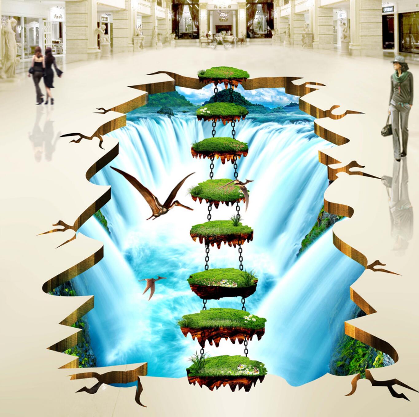 3D Stone Chain 146 Floor Mural  Self-Adhesive Sticker Bathroom Non-slip Waterproof Flooring Murals