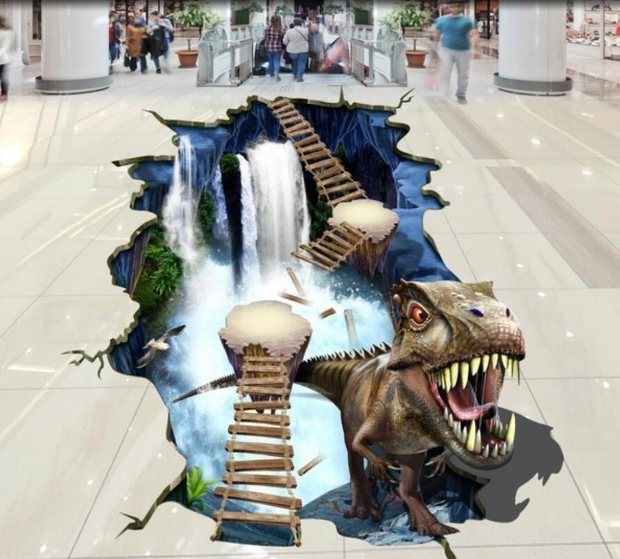 3D Lively Dinosaur 105 Floor Mural  Self-Adhesive Sticker Bathroom Non-slip Waterproof Flooring Murals