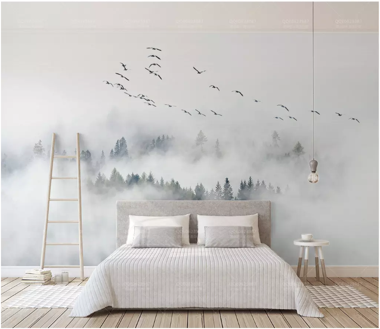 3D Misty Birds 2035 Wall Murals