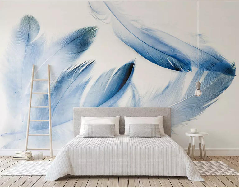 3D Blue Feather 2057 Wall Murals