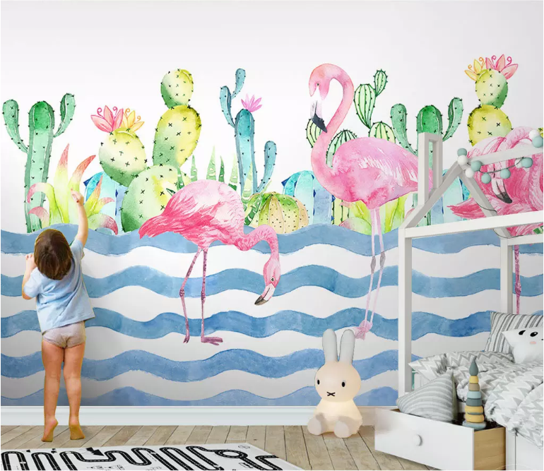 3D Pink Flamingo 2182 Wall Murals