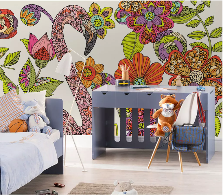 3D Bird Flower 2044 Wall Murals