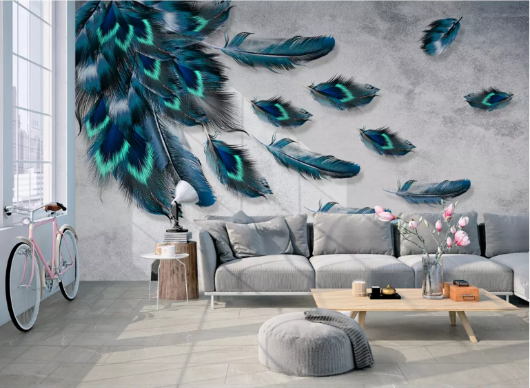 3D Green Feather 2121 Wall Murals