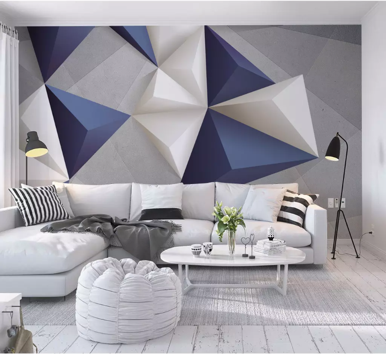 3D Blue Triangle 2067 Wall Murals