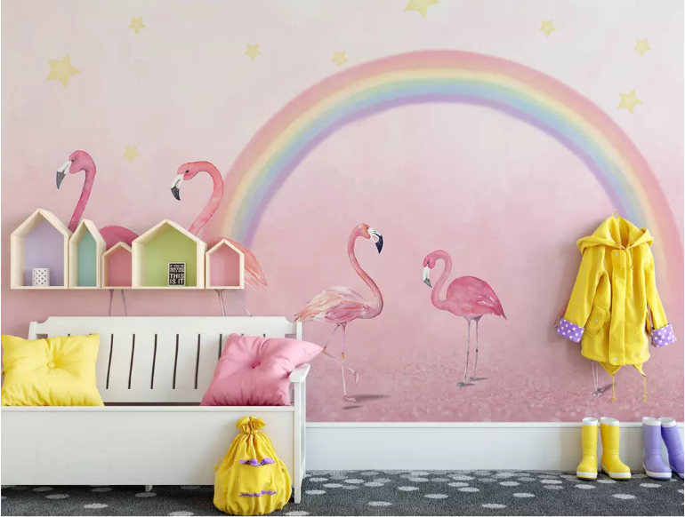 3D Pink Flamingo 2079 Wall Murals