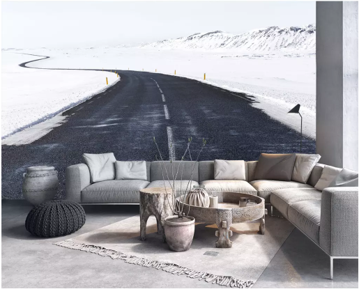 3D Heavy Snow Road 2012 Wall Murals