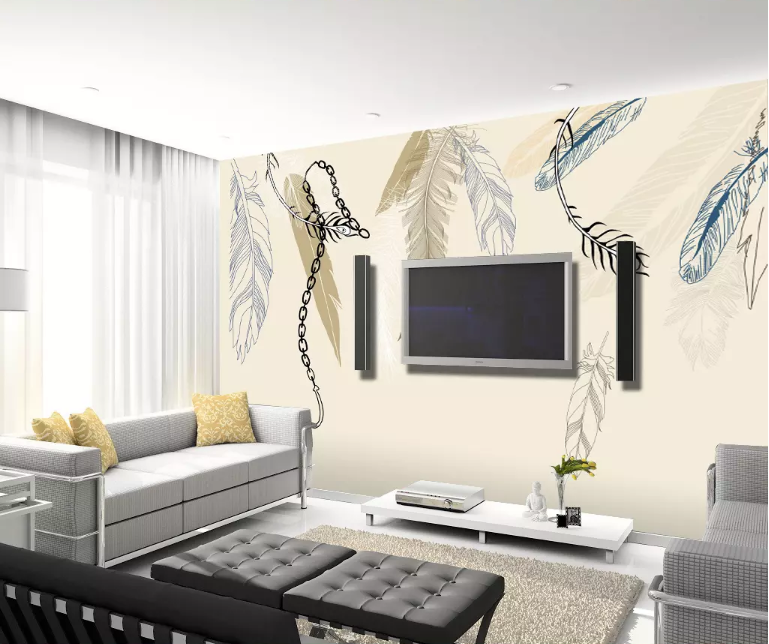 3D Painted Feather 2018 Wall Murals