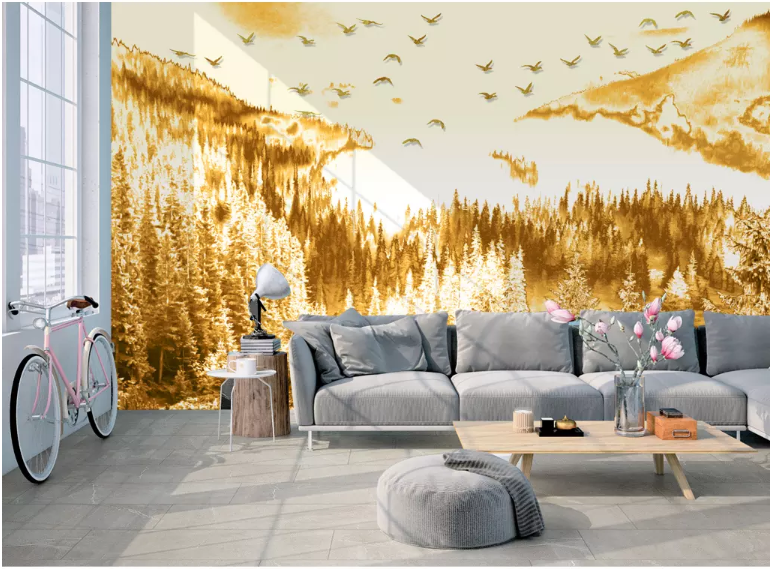 3D Golden Forest 2102 Wall Murals