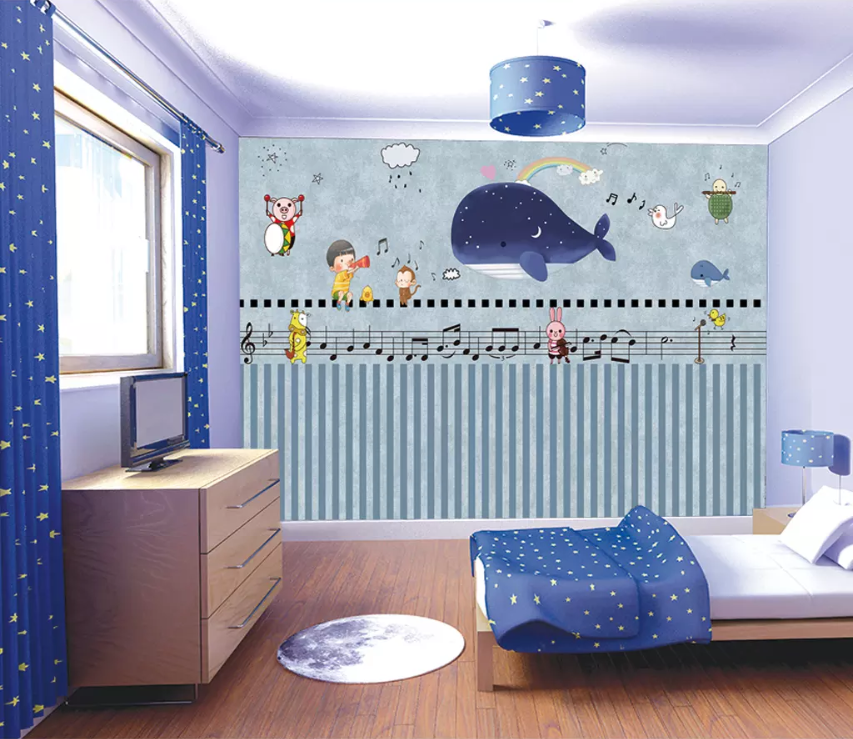 3D Whale Rainbow Kid 1607 Wallpaper AJ Wallpaper 2 