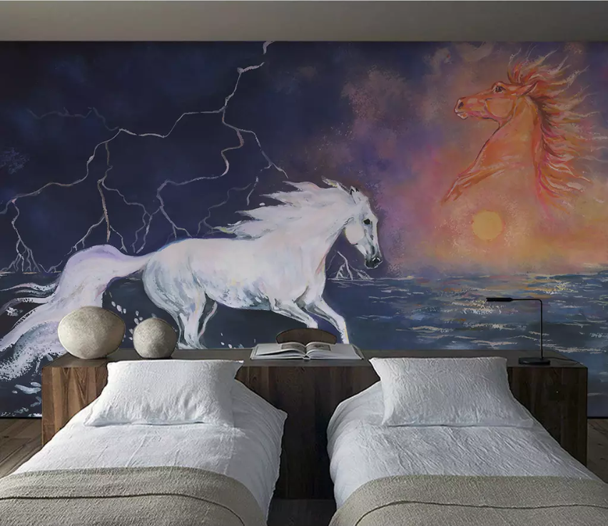 3D Lightning Running Horse 1484 Wallpaper AJ Wallpaper 2 