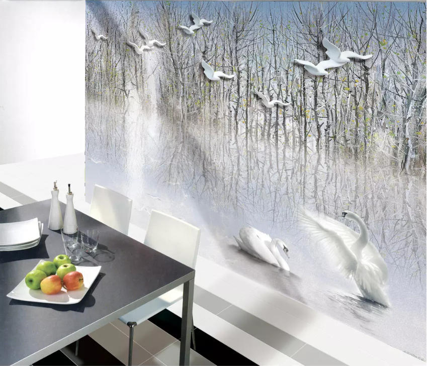 3D Pigeon Swan 1462 Wallpaper AJ Wallpaper 2 