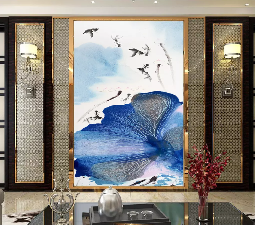 3D Lotus Water Ink 1653 Wallpaper AJ Wallpaper 