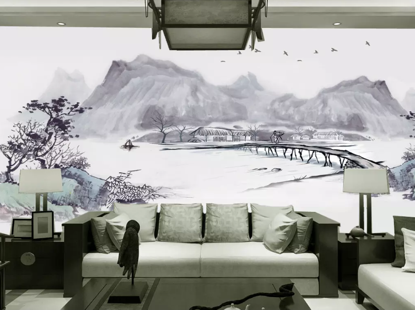 3D Ink Painting Landscape Bridge 1381 Wallpaper AJ Wallpaper 2 