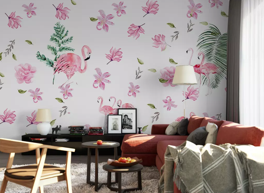 3D Flamingo Safflower 1354 Wallpaper AJ Wallpaper 2 
