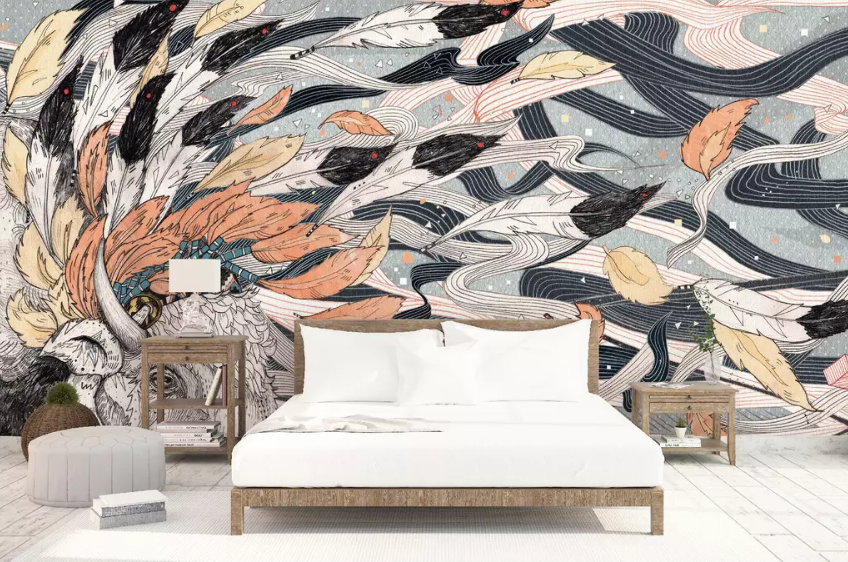 3D Graffiti Cow Feather 1323 Wallpaper AJ Wallpaper 2 