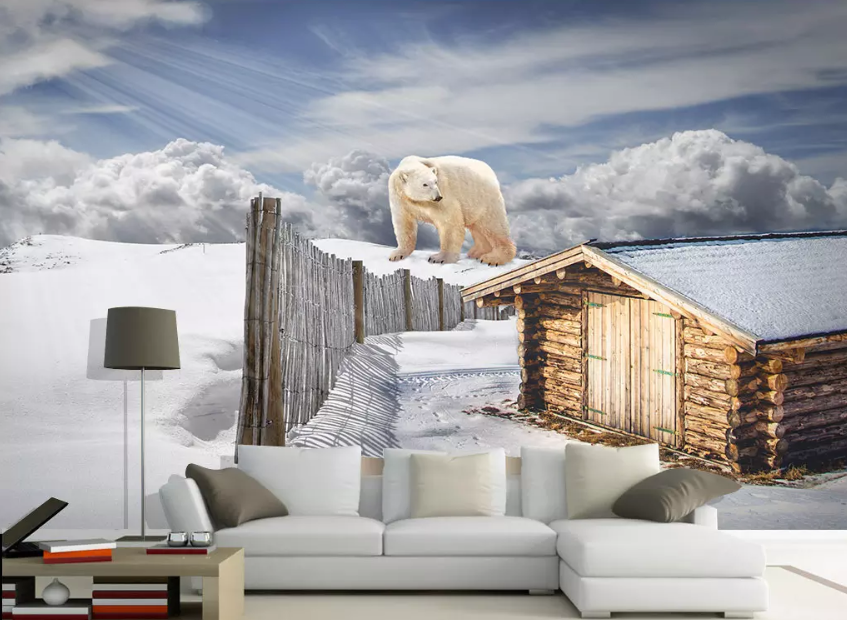 3D White Bear Chalet 1288 Wallpaper AJ Wallpaper 2 