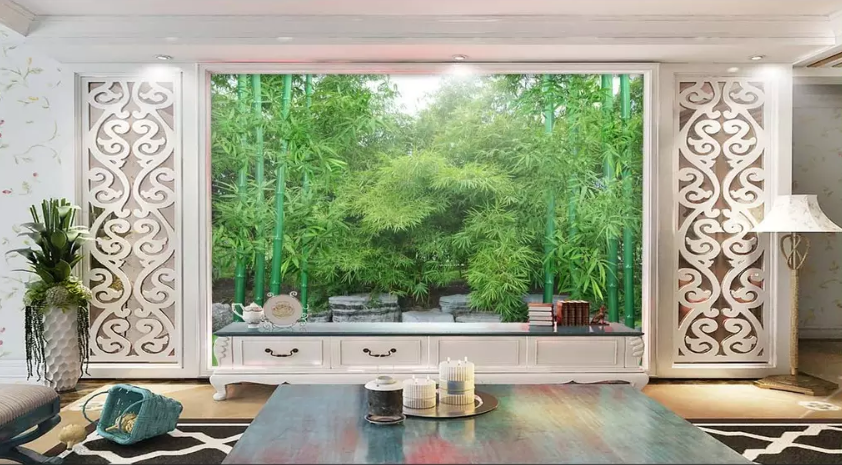 3D Bamboo Forest Stone 1234 Wallpaper AJ Wallpaper 2 