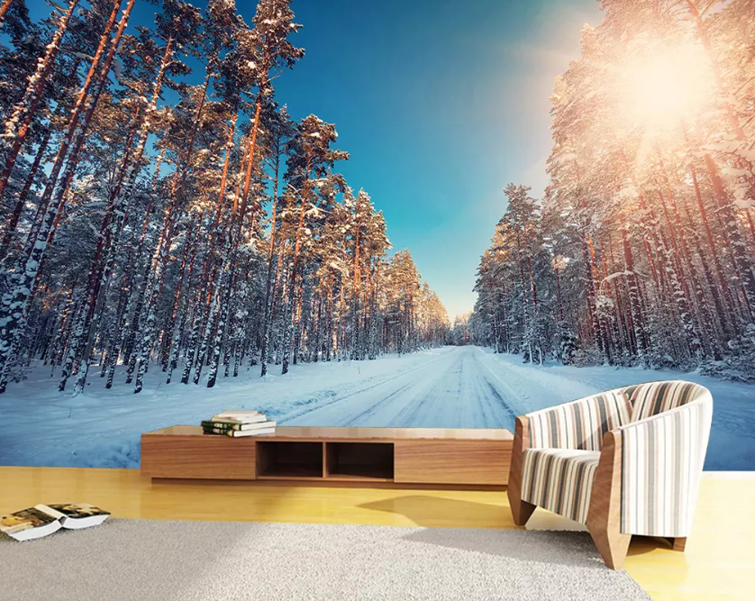 3D Sunny Snow Forest 1212 Wallpaper AJ Wallpaper 2 