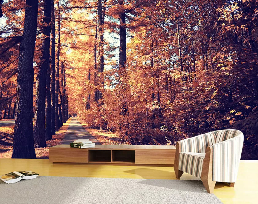 3D Maple Forest Small Road 1211 Wallpaper AJ Wallpaper 2 