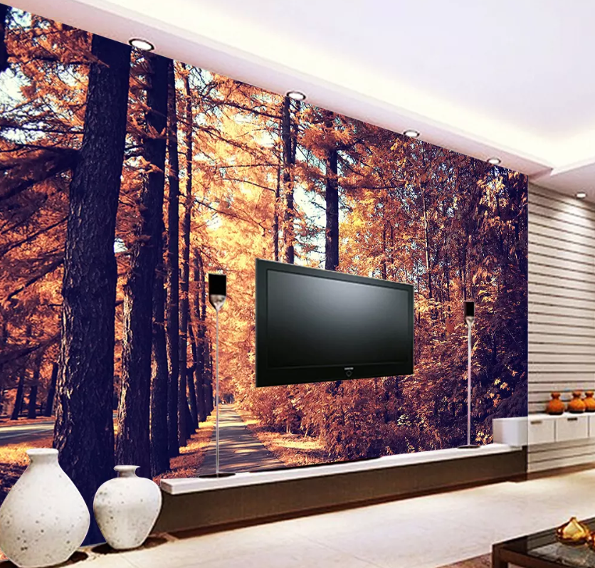 3D Maple Forest Small Road 1211 Wallpaper AJ Wallpaper 2 