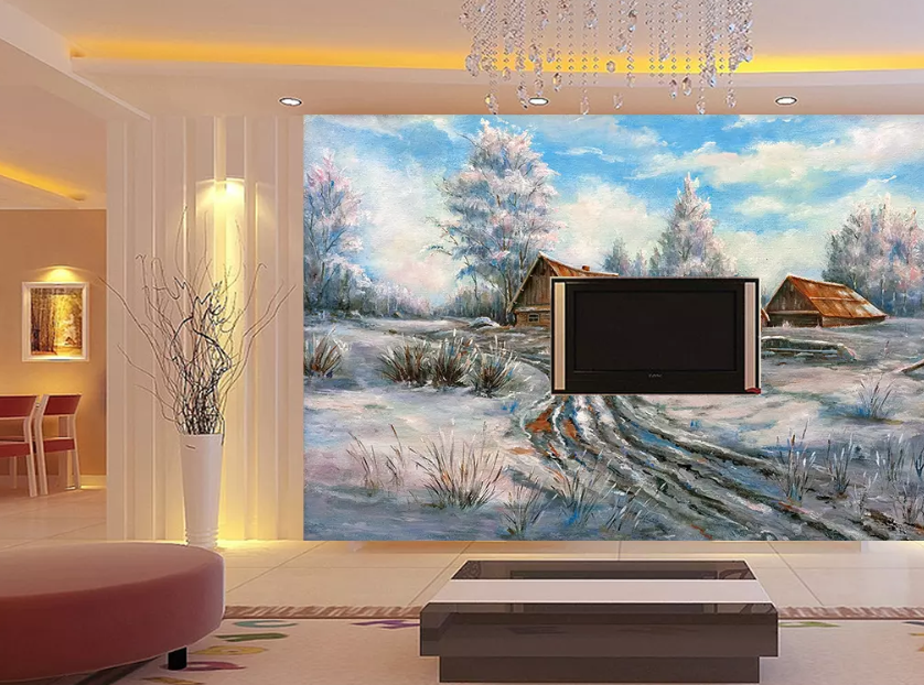 3D Oil Painting Country Cottage 1208 Wallpaper AJ Wallpaper 2 