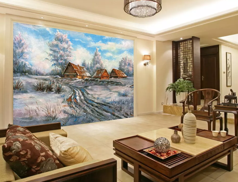 3D Oil Painting Country Cottage 1208 Wallpaper AJ Wallpaper 2 