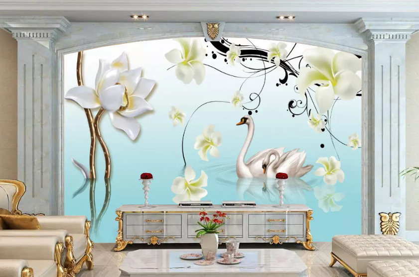 3D Swan Swimming 1182 Wallpaper AJ Wallpaper 2 