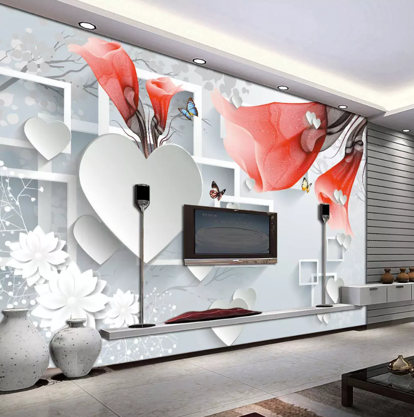 3D Red Lily Butterfly 1180 Wallpaper AJ Wallpaper 2 