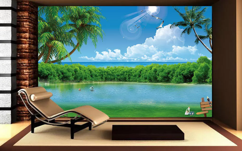 3D Sunshine Sea Forest 1163 Wallpaper AJ Wallpaper 2 