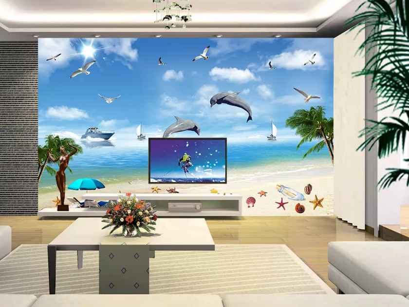 3D Drift Bottle Dolphins 1111 Wallpaper AJ Wallpaper 2 