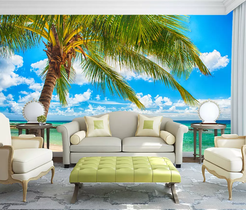 3D Coconut Tree Sea 1110 Wallpaper AJ Wallpaper 2 