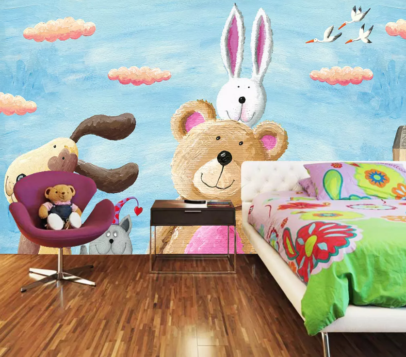 3D Bear Dog Rabbit 1077 Wallpaper AJ Wallpaper 2 