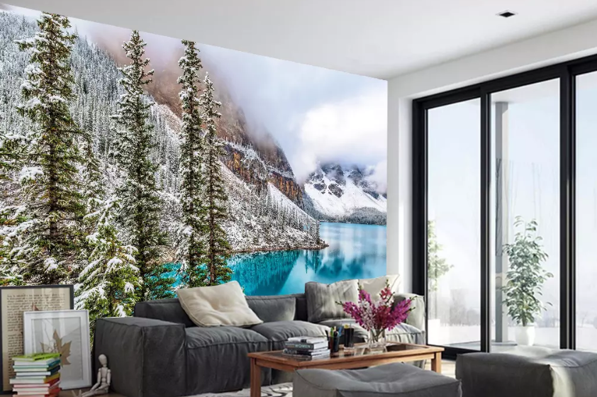 3D Snow Tree River 1061 Wallpaper AJ Wallpaper 2 