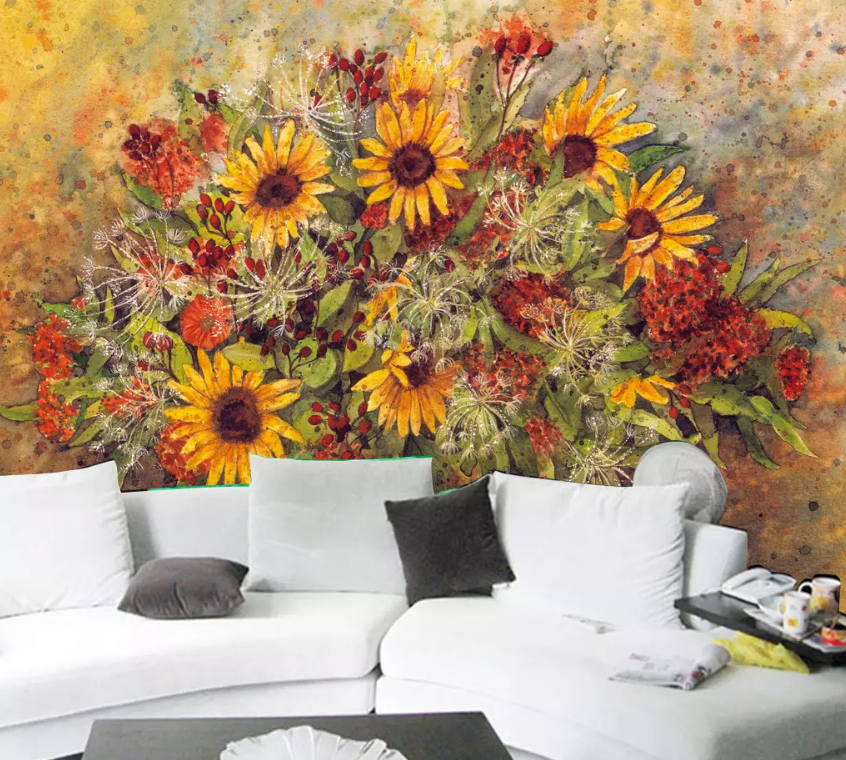 3D Vase Of Sunflower 1031 Wallpaper AJ Wallpaper 2 