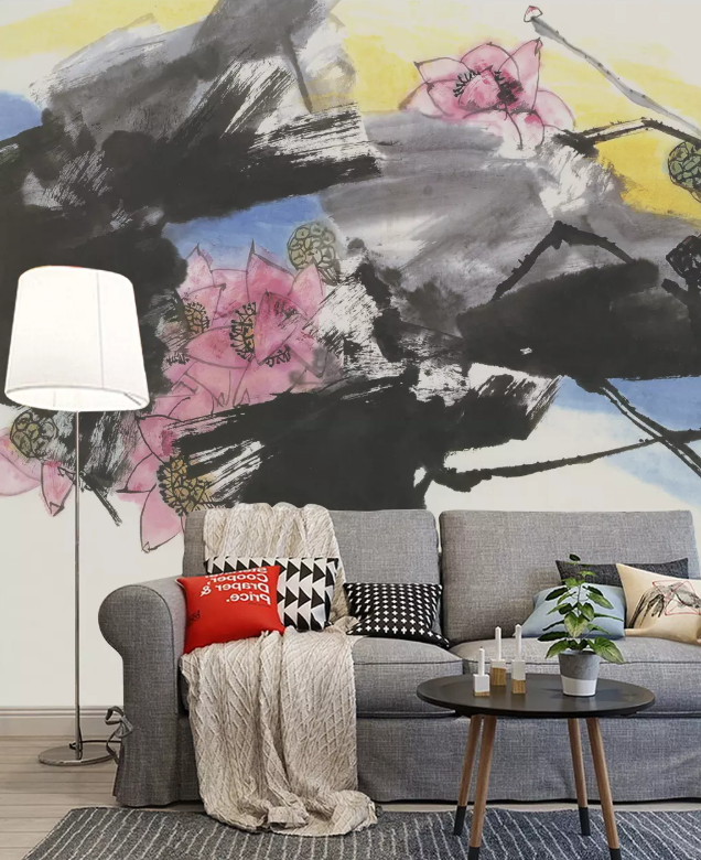 3D Ink Painting Lotus 1018 Wallpaper AJ Wallpaper 2 