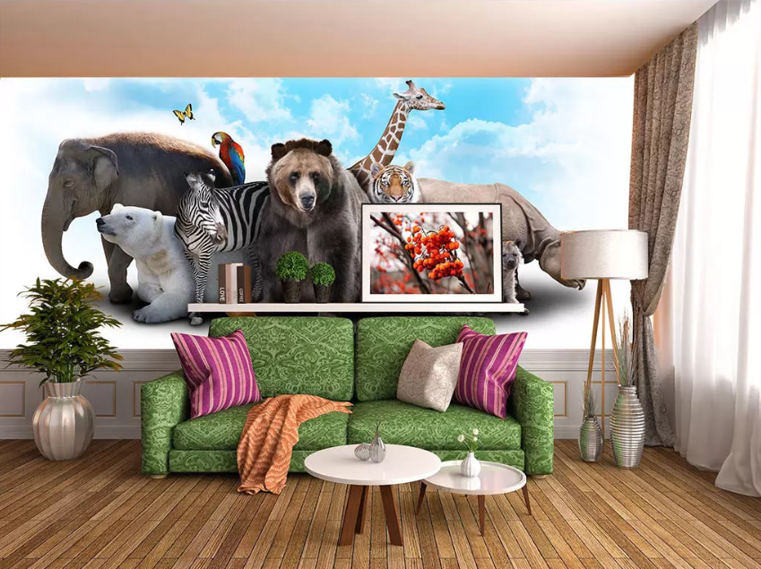 3D Elephant Bear Zebra 1016 Wallpaper AJ Wallpaper 2 