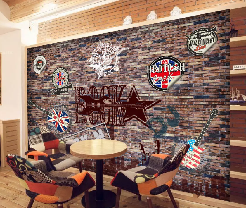 3D Brick Wall Guitar 999 Wallpaper AJ Wallpaper 2 