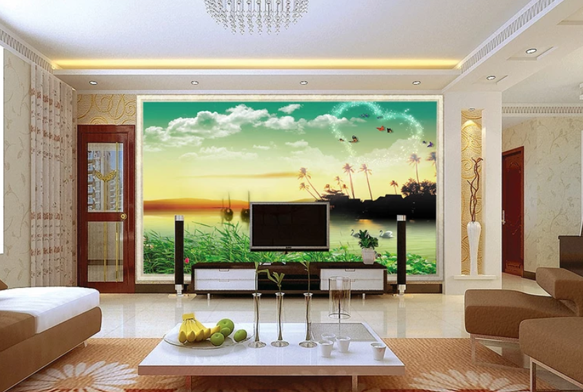 3D River Swan Butterfly 784 Wallpaper AJ Wallpaper 2 