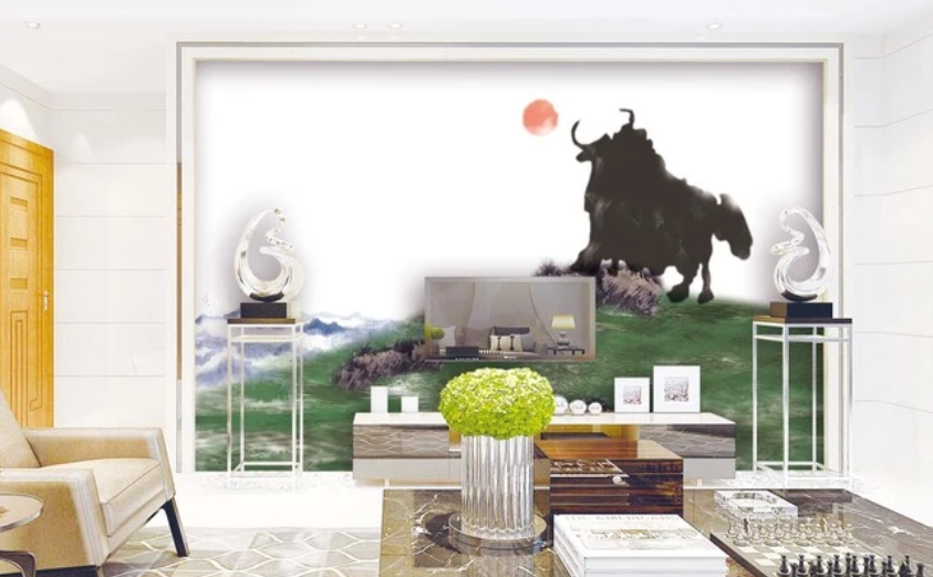 3D Ink Painting Cow 779 Wallpaper AJ Wallpaper 2 