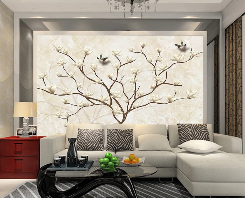 3D Tree Flowering Bird 758 Wallpaper AJ Wallpaper 2 
