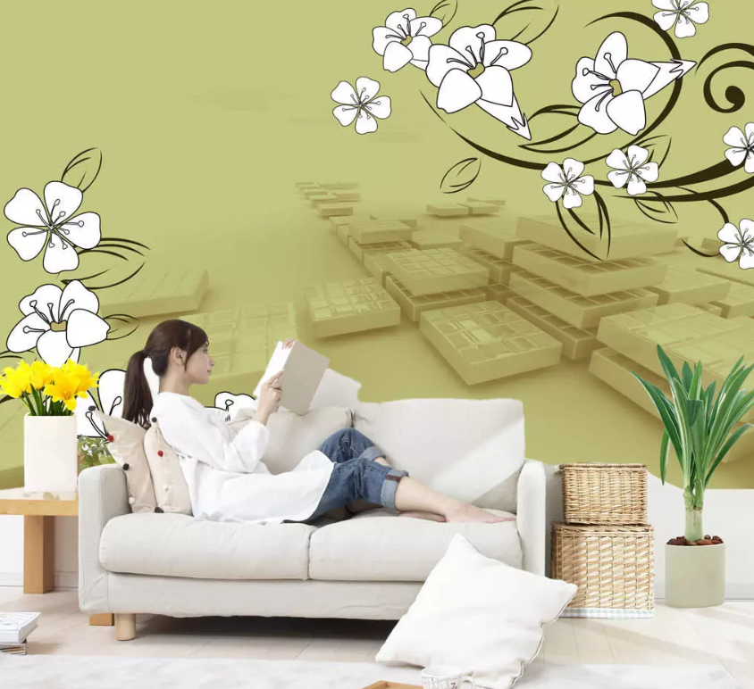 3D Blooming White Flower 726 Wallpaper AJ Wallpaper 2 