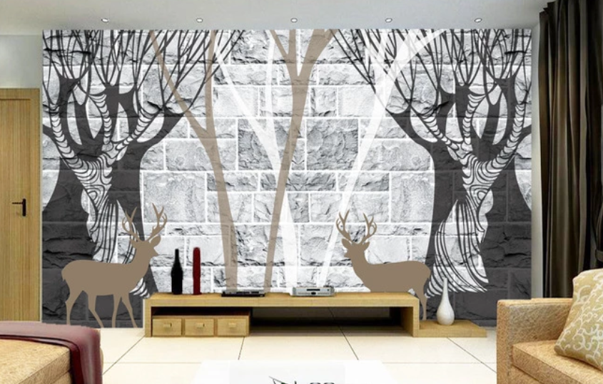 3D Carved Wooden Deer 723 Wallpaper AJ Wallpaper 2 