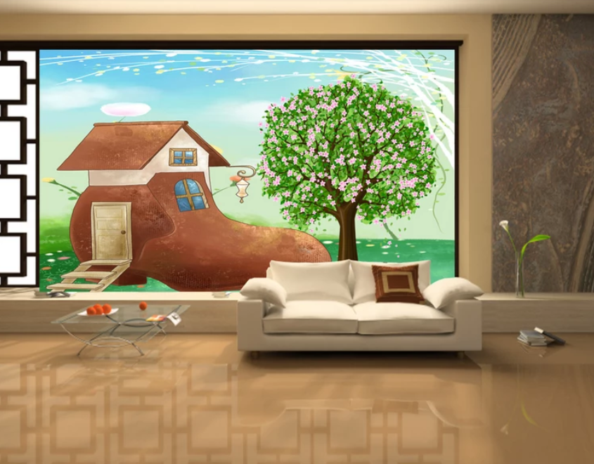 3D Cottage Tree 719 Wallpaper AJ Wallpaper 2 