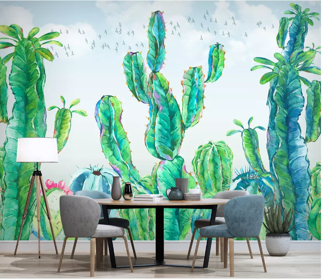 3D Green Cactus 2203 Wall Murals