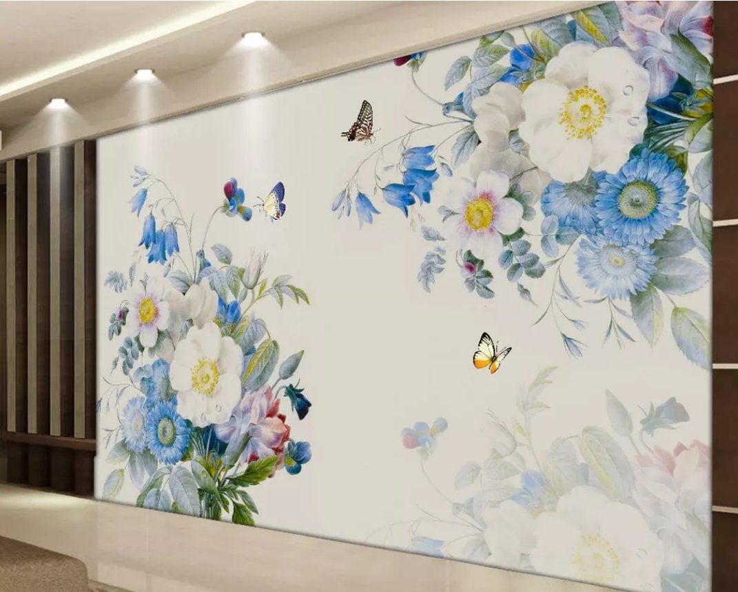 3D Flower Butterfly 050 Wall Murals Wallpaper AJ Wallpaper 2 