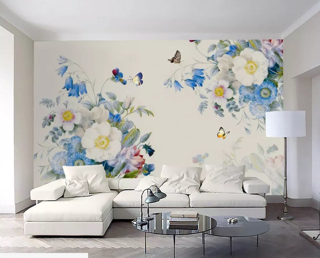 3D Flower Butterfly 050 Wall Murals Wallpaper AJ Wallpaper 2 