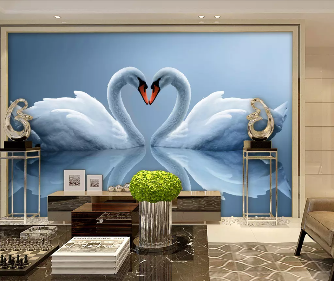 3D Love Swan Lake WG487 Wall Murals