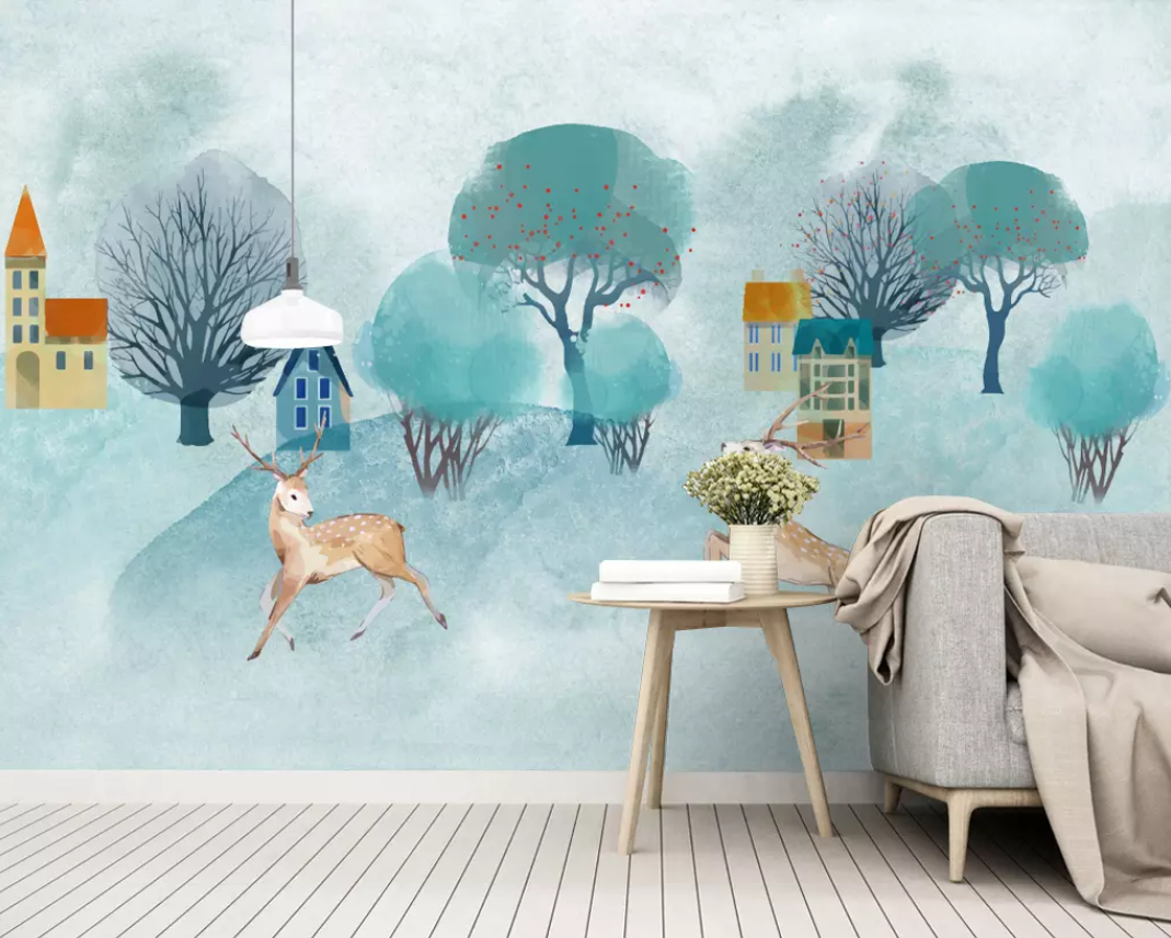 3D Deer Jumping WG885 Wall Murals