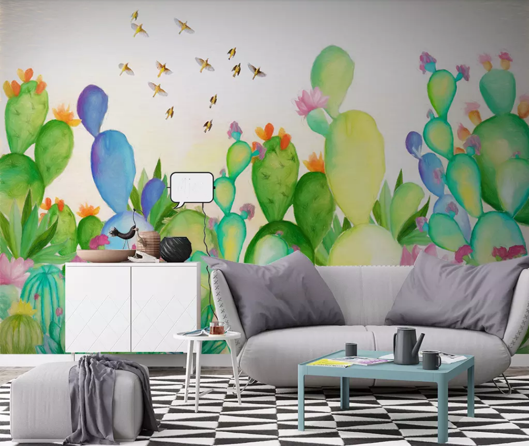 3D Green Cactus WG959 Wall Murals